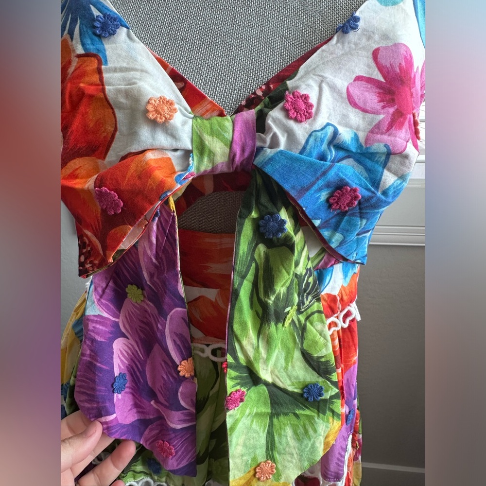 💕SOLD💕NWT Anthropologie Farm Rio Rainbow Chita Flower MIDI Dress - Picture 13 of 16